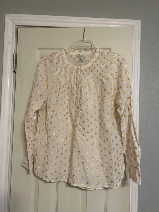 J. Crew Tops - LiKe💛for $5 off🛵 J. Crew white metallic star silk blend top